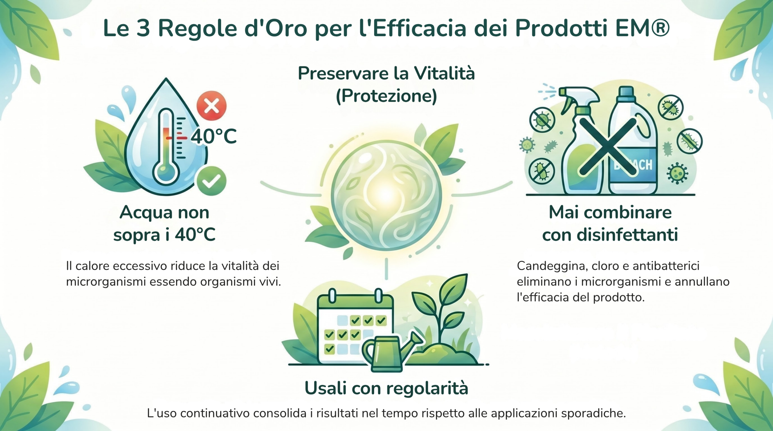 Dosaggio Microrganismi Effettivi EM®: regole universali per tutti i prodotti